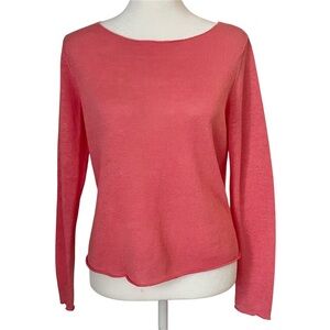 Eileen Fisher 100% Linen Bateau Neck Pullover Sweater Lagenlook Spring Colorful